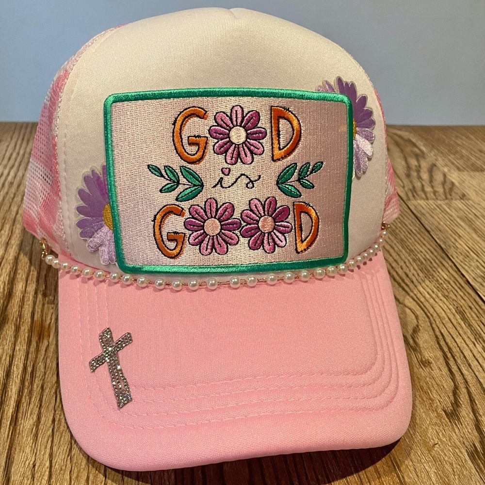 God is Good Women’s Hats, Women's Bling Rhinestone Trucker